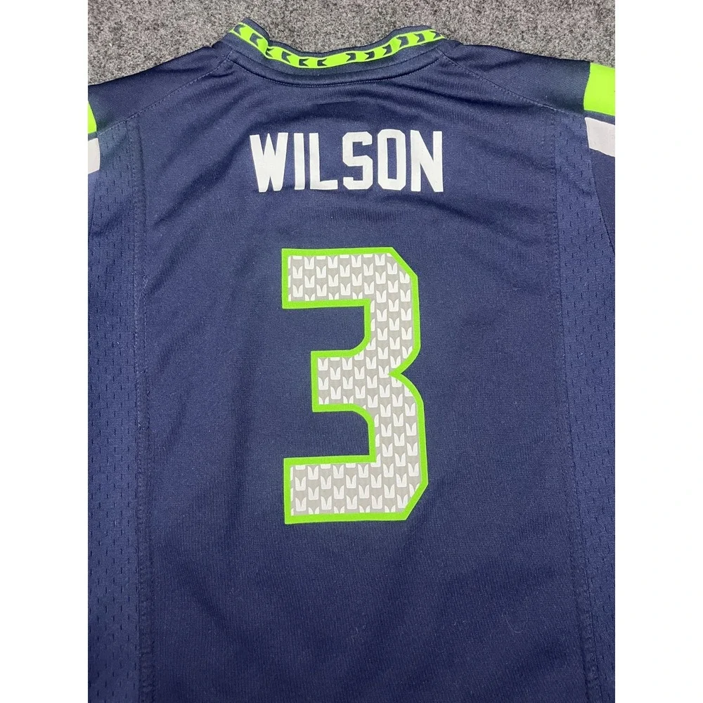 Nike Seattle Seahawks On Field Jersey Youth Medium Blue Russell Wilson #3 NFL